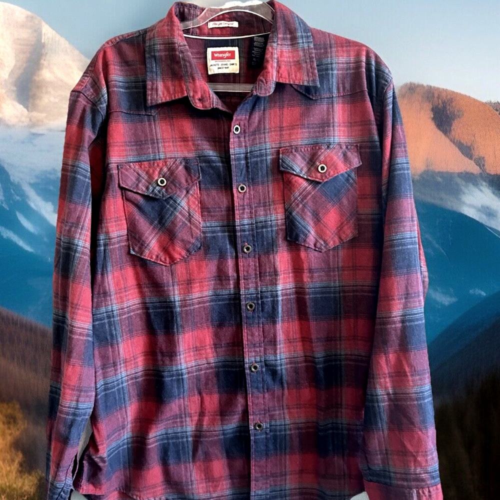 VTG Plaid Wranglers western mens shirt XL Long sleeve Button Up pointed pockets